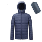 Men's Lightweight Hooded Winter Coat in Solid Color Zipper Design - Himpall